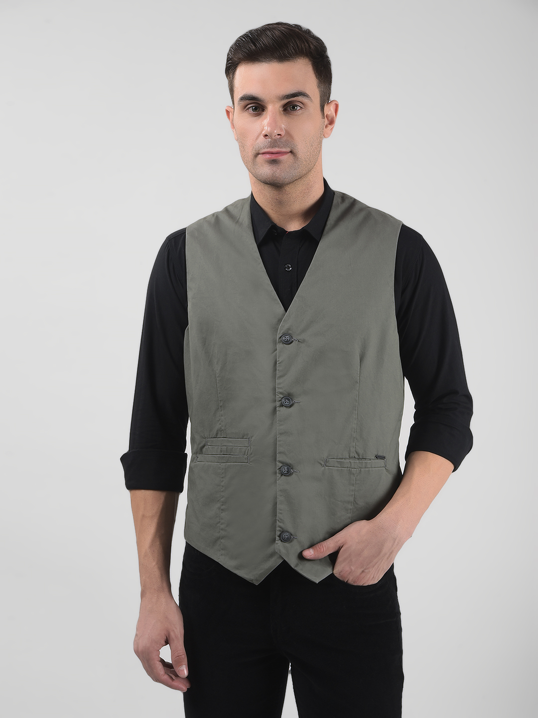 Numero Uno Men Solid Grey Waistcoat
